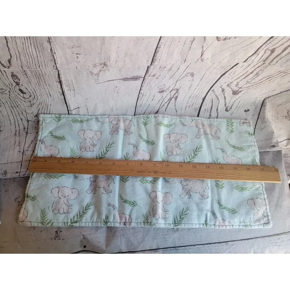 2 Handmade Burp Cloths Duckies And Elephant Flannel Material 17in Long